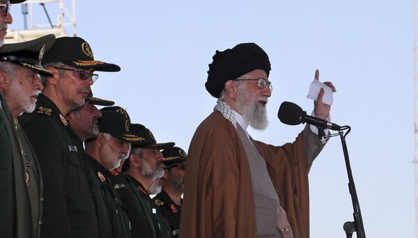 In this picture released by official website of the office of the Iranian supreme leader on Wednesday, May 10, 2017, Supreme Leader Ayatollah Ali Khamenei speaks during a graduation ceremony of a group of the Revolutionary Guard cadets in Tehran, Iran. In this picture released by official website of the office of the Iranian supreme leader on Wednesday, May 10, 2017, Supreme Leader Ayatollah Ali Khamenei speaks during a graduation ceremony of a group of the Revolutionary Guard cadets in Tehran, Iran. - Sputnik International