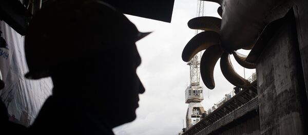 Worker at the ceremonial launch of the Diesel and electric submarine. (File) Worker at the ceremonial launch of the Diesel and electric submarine. (File) - Sputnik International