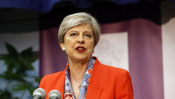 Britain's Prime Minister Theresa May speaks after the declaration at her constituency is made for in the general election in Maidenhead, England, Friday, June 9, 2017. - Sputnik International