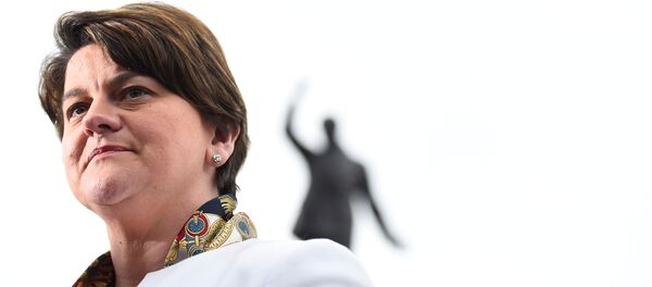 Leader of the Democratic Unionist Party (DUP) Arlene Foster speaks to media outside Stormont Parliament buildings in Belfast, Northern Ireland March 6, 2017. Leader of the Democratic Unionist Party (DUP) Arlene Foster speaks to media outside Stormont Parliament buildings in Belfast, Northern Ireland March 6, 2017. - Sputnik International