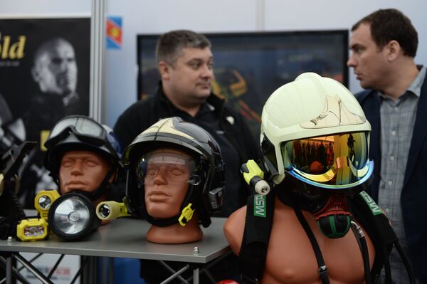 Protective helmets showcased at the Integrated Safety and Security 2017 (ISSE) international exhibition held outside Moscow Protective helmets showcased at the Integrated Safety and Security 2017 (ISSE) international exhibition held outside Moscow - Sputnik International