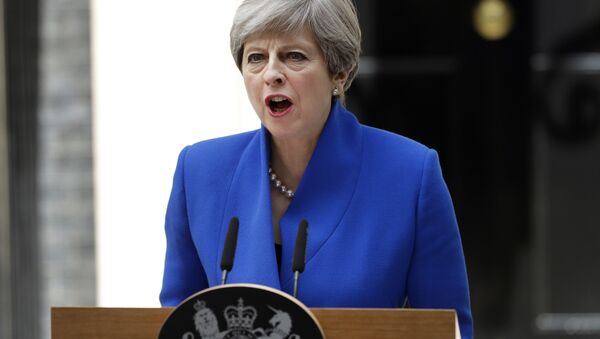British Prime Minister Theresa May addresses the press in Downing street, London, Friday, June 9, 2017 following an audience with Britain's Queen Elizabeth II at Buckingham Palace where she asked to form a government. - Sputnik International
