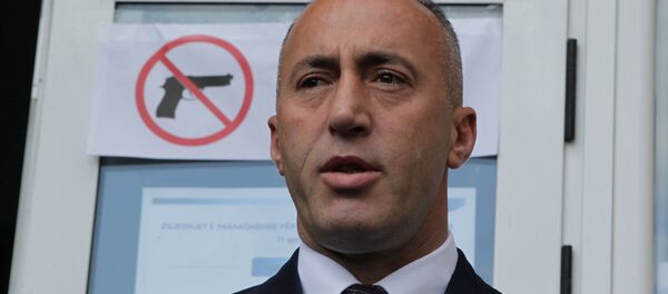 Ramush Haradinaj, candidate for Prime Minister, of the coalition of the former Kosovo Liberation Army (KLA) commanders AAK, PDK and NISMA speaks before the press during the Parliamentary elections in Pristina, Kosovo June 11, 2017. - Sputnik International