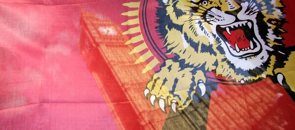 St. Stephen's Tower is seen through a Tamil Tiger flag during a protest on the streets outside the Houses of Parliament in London, Monday, May 18, 2009. St. Stephen's Tower is seen through a Tamil Tiger flag during a protest on the streets outside the Houses of Parliament in London, Monday, May 18, 2009. - Sputnik International