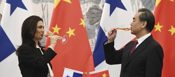 Panamanian Vice President and Minister of Foreign Affairs Isabel Saint Malo de Alvarado toast champagne and the two nations cement diplomatic ties Panamanian Vice President and Minister of Foreign Affairs Isabel Saint Malo de Alvarado toast champagne and the two nations cement diplomatic ties - Sputnik International