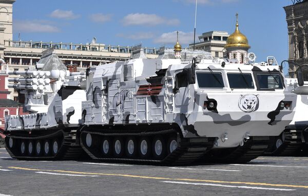 A Pantsir-SA air defense system based on the chassis of the DT-30 all-terrain tracked vehicle during the final rehearsal of the military parade in Moscow marking the 72nd anniversary of the victory in the Great Patriotic War of 1941-1945 A Pantsir-SA air defense system based on the chassis of the DT-30 all-terrain tracked vehicle during the final rehearsal of the military parade in Moscow marking the 72nd anniversary of the victory in the Great Patriotic War of 1941-1945 - Sputnik International