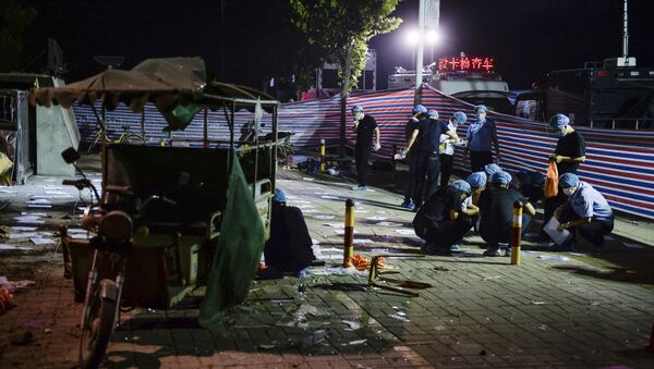 Investigators work early Friday, June 16, 2017, at the scene of an explosion outside a kindergarten in Fengxian County in eastern China's Jiangsu Province - Sputnik International