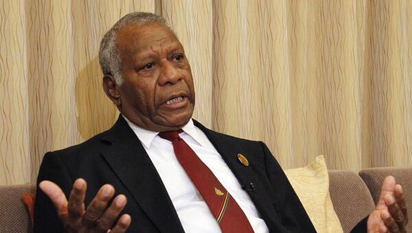 In this March 16, 2015 file photo, Vanuatu President Baldwin Lonsdale speaks during an interview in his hotel room in Sendai, Miyagi prefecture, northeastern Japan while attending a U.N. conference on disaster risk reduction. - Sputnik International