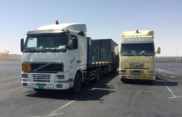 Trucks are seen at the Abu Samra border crossing with Saudi Arabia, in Qatar Trucks are seen at the Abu Samra border crossing with Saudi Arabia, in Qatar - Sputnik International