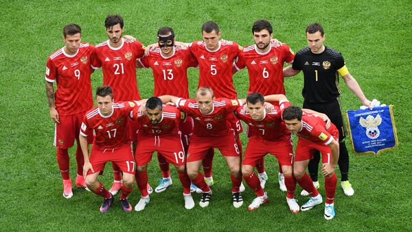 Russia team group before the match Russia v New Zealand - FIFA Confederations Cup Russia 2017 - Group A at the Saint Petersburg Stadium, Russia - Sputnik International