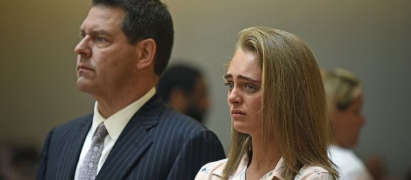 Michelle Carter and her attorney Joseph Cataldo stand to hear Judge Lawrence Moniz announce his verdict on Friday, June 16, 2017, in Bristol Juvenile Court in Taunton, Mass. - Sputnik International