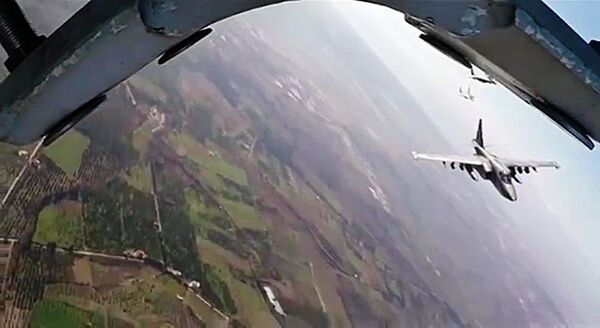 Russia's Su-25 aircraft take off from Hmeimim airbase escorted by Syria's MiG-29 fighter jets. (File) Russia's Su-25 aircraft take off from Hmeimim airbase escorted by Syria's MiG-29 fighter jets. (File) - Sputnik International