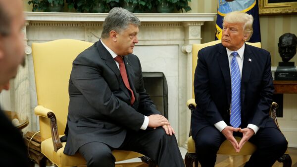 U.S. President Donald Trump (R) meets with Ukraine's President Petro Poroshenko in the Oval Office at the White House in Washington, U.S. June 20, 2017 - Sputnik International