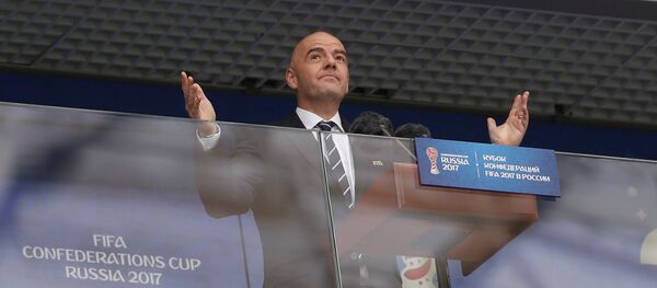 Soccer Football - Russia v New Zealand - FIFA Confederations Cup Russia 2017 - Group A - Saint Petersburg Stadium, St.Petersburg, Russia - June 17, 2017 FIFA president Gianni Infantino before the match Soccer Football - Russia v New Zealand - FIFA Confederations Cup Russia 2017 - Group A - Saint Petersburg Stadium, St.Petersburg, Russia - June 17, 2017 FIFA president Gianni Infantino before the match - Sputnik International