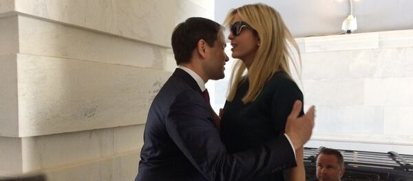 Ivanka Trump, daughter of President Donald Trump, is greeted by Sen. Marco Rubio, R-Fla., as she arrives at the Capitol to meet with lawmakers about parental leave, in Washington, Tuesday, June 20, 2017. Ivanka Trump, daughter of President Donald Trump, is greeted by Sen. Marco Rubio, R-Fla., as she arrives at the Capitol to meet with lawmakers about parental leave, in Washington, Tuesday, June 20, 2017. - Sputnik International
