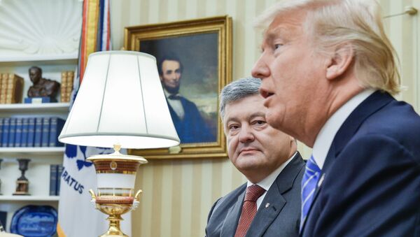 Ukrainian President Petro Poroshenko, left, and US President Donald Trump during their meeting. File photo - Sputnik International