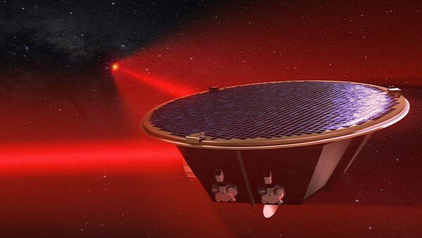 Artist's impression of a Laser Interferometer Space Antenna (LISA) mission concept spacecraft - Sputnik International