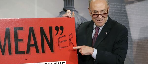 Senate Minority Leader Chuck Schumer, D-N.Y., responds to the release of the Republicans' healthcare bill which represents the long-awaited attempt to scuttle much of President Barack Obama's Affordable Care Act, at the Capitol in Washington, Thursday, June 22, 2017 - Sputnik International