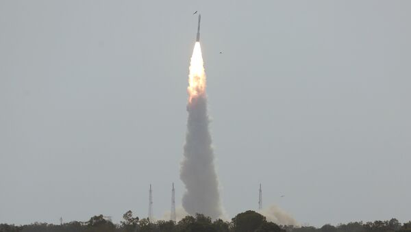 India's Polar Satellite Launch Vehicle (PSLV) C38, carrying Cartosat-2 and 30 other satellites, lifts off from the Satish Dhawan Space Centre in Sriharikota, India, June 23, 2017 - Sputnik International