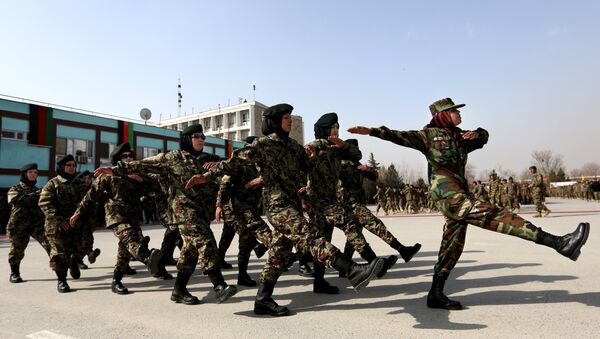 New members of the Afghanistan's National Army march during their graduation ceremony at the Afghan Military Academy in Kabul, Afghanistan (File) - Sputnik International