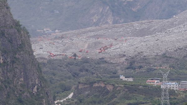 A general view shows the site of a landslide that occurred in Xinmo Village, Mao County, Sichuan province, China June 25, 2017. - Sputnik International