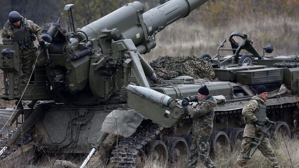 Ukrainian artillerists take part in command-and-staff exercises Frontier-2016 on the military range Divycky some 75 km southeast of Kiev, Ukraine. (File) - Sputnik International