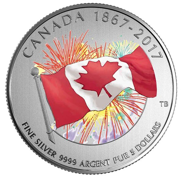 A glow-in-the-dark coin depicting the Canadian flag and fireworks, minted by the Royal Canadian Mint to celebrate the nation's 150th anniversary A glow-in-the-dark coin depicting the Canadian flag and fireworks, minted by the Royal Canadian Mint to celebrate the nation's 150th anniversary - Sputnik International