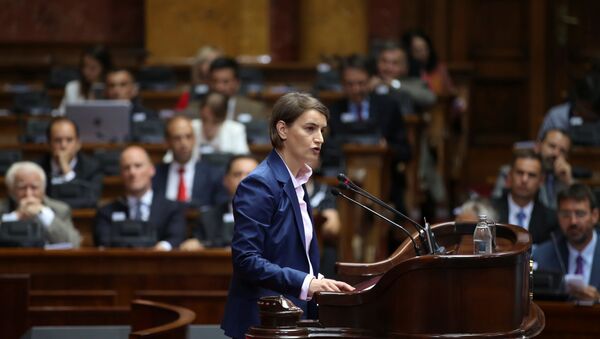 Serbia's Prime Minister designate Ana Brnabic speaks during a parliament session in Belgrade, Serbia June 28, 2017 - Sputnik International