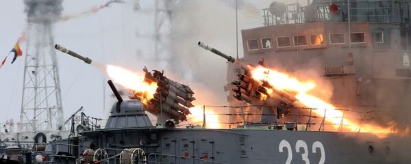 RBU-6000 systems firing during a repetition of the Baltic Fleet Day parade, file photo. RBU-6000 systems firing during a repetition of the Baltic Fleet Day parade, file photo. - Sputnik International
