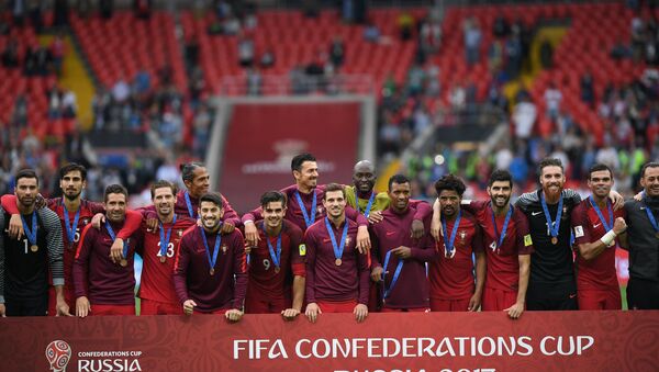 Members of Portugal’s national team during the award ceremony after winning the 2017 FIFA Confederations Cup third-place match between Portugal and Mexico - Sputnik International