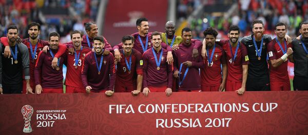 Members of Portugal’s national team during the award ceremony after winning the 2017 FIFA Confederations Cup third-place match between Portugal and Mexico Members of Portugal’s national team during the award ceremony after winning the 2017 FIFA Confederations Cup third-place match between Portugal and Mexico - Sputnik International
