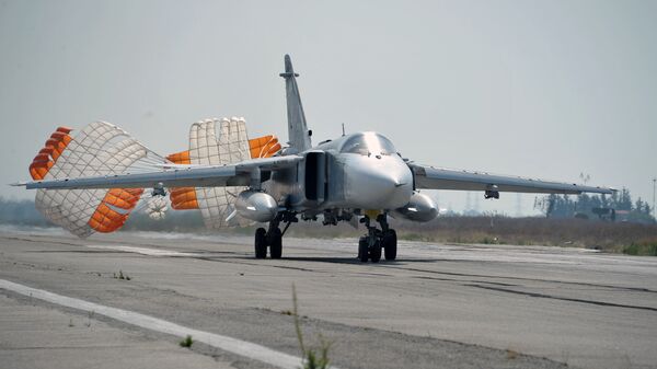 Russia's Su-24 bomber lands at the Hmeymim air base in Latakia, Syria. File photo - Sputnik International