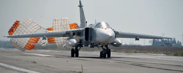 Russia's Su-24 bomber lands at the Hmeymim air base in Latakia, Syria. File photo Russia's Su-24 bomber lands at the Hmeymim air base in Latakia, Syria. File photo - Sputnik International