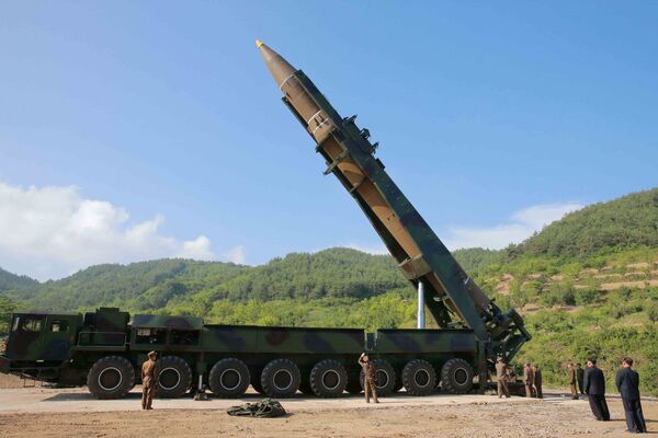 The intercontinental ballistic missile Hwasong-14 is seen in this undated photo released by North Korea's Korean Central News Agency (KCNA) in Pyongyang, July, 4 2017. The intercontinental ballistic missile Hwasong-14 is seen in this undated photo released by North Korea's Korean Central News Agency (KCNA) in Pyongyang, July, 4 2017. - Sputnik International