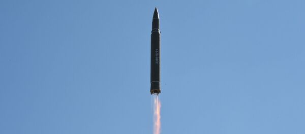 The intercontinental ballistic missile Hwasong-14 is seen during its test in this undated photo released by North Korea's Korean Central News Agency (KCNA) in Pyongyang, July, 4 2017. - Sputnik International
