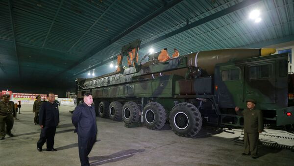 North Korean leader Kim Jong Un inspects the intercontinental ballistic missile Hwasong-14 in this undated photo released by North Korea's Korean Central News Agency (KCNA) in Pyongyang July 5, 2017. - Sputnik International