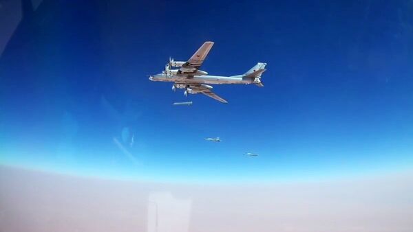 A Tu-95MS bomber launches a Kh-101 cruise missile at the ISIS facilities (Islamic State, an international terrorist organization banned in the Russian Federation) in Syria - Sputnik International