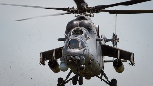 Mi-35M helicopters on training flights in Krasnodar Territory - Sputnik International
