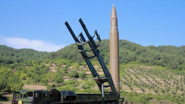 The intercontinental ballistic missile Hwasong-14 is seen in this undated photo released by North Korea's Korean Central News Agency (KCNA) in Pyongyang July 5, 2017 - Sputnik International