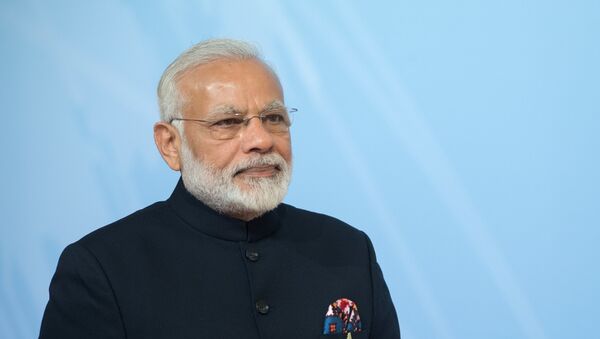 Indian Prime Minister Narendra Modi at the official welcome of G20 leaders, guest countries and international organizations by German Chancellor Angela Merkel in Hamburg - Sputnik International