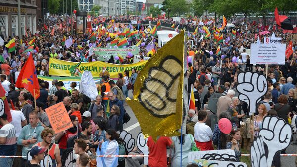 A peaceful rally of opponents of the ongoing G20 summit in Hamburg gathered about 12,000 participants in the German city on Saturday - Sputnik International