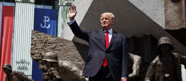 President Donald Trump waves as he arrives to deliver a speech at Krasinski Square at the Royal Castle, Thursday, July 6, 2017, in Warsaw - Sputnik International