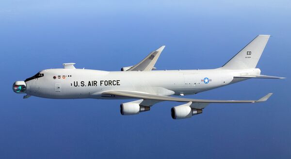 YAL-1A Airborne Laser in flight with the mirror unstowed. File photo  - Sputnik International