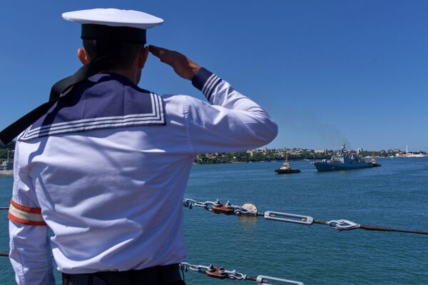 Ceremony to welcome the Black Sea Fleet's new frigate Admiral Essen that has arrived in Sevastopol following combat operations near the coast of Syria Ceremony to welcome the Black Sea Fleet's new frigate Admiral Essen that has arrived in Sevastopol following combat operations near the coast of Syria - Sputnik International