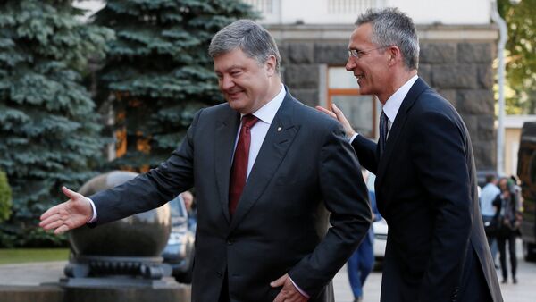 Ukrainian President Petro Poroshenko and NATO Secretary General Jens Stoltenberg walk before a meeting in Kiev, Ukraine, July 10, 2017. - Sputnik International
