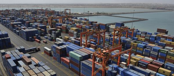A picture shows containers and a general view of the port of Djibouti, on March 27, 2016. - Sputnik International