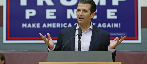 Donald Trump Jr. speaks at a campaign rally for his father, Republican presidential candidate Donald Trump, at Arizona State University Thursday, Oct. 27, 2016, in Tempe, Ariz. Donald Trump Jr. speaks at a campaign rally for his father, Republican presidential candidate Donald Trump, at Arizona State University Thursday, Oct. 27, 2016, in Tempe, Ariz. - Sputnik International