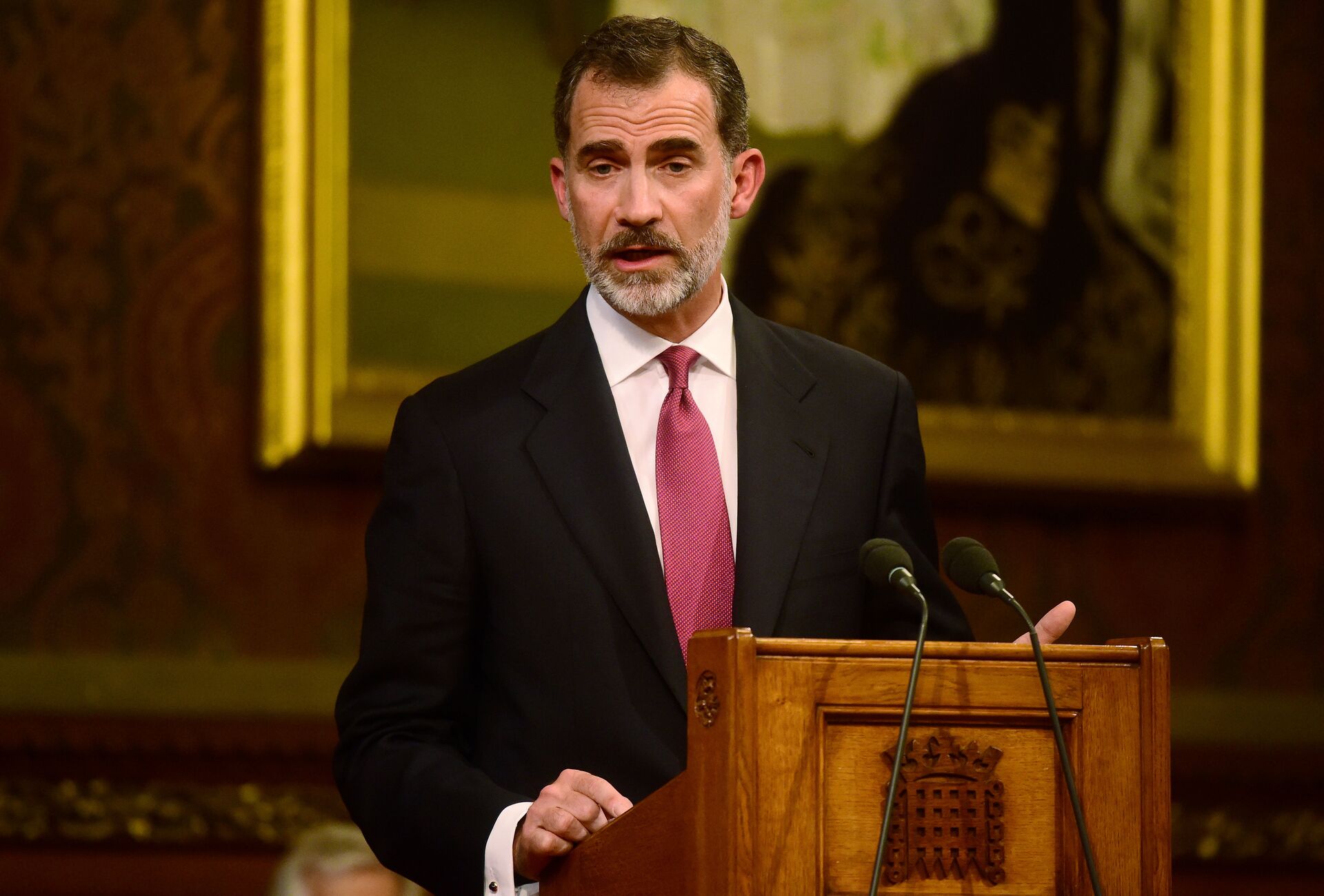 Spain's King Felipe delivers a speech at the Palace of Westminster in London, Britain July 12, 2017.  - Sputnik International, 1920, 20.02.2022
