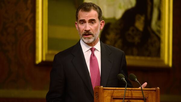 Spain's King Felipe delivers a speech at the Palace of Westminster in London, Britain July 12, 2017. - Sputnik International