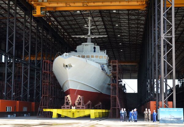 Project 22800 corvette, codenamed Karakurt, - a multi-purpose missile corvete designed for the littoral area at Pella Leningrad Shipyard in St. Petersburg. Project 22800 corvette, codenamed Karakurt, - a multi-purpose missile corvete designed for the littoral area at Pella Leningrad Shipyard in St. Petersburg. - Sputnik International